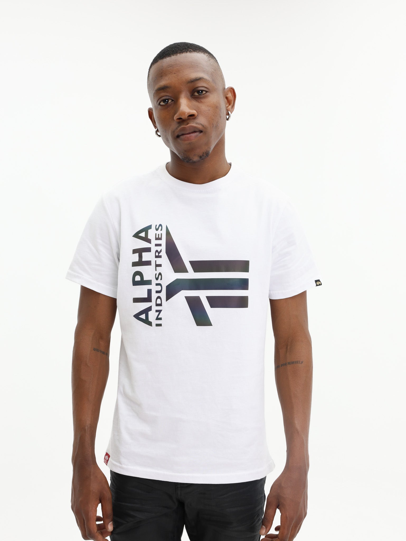 Alpha Industries T-Shirt Half Logo Rain White